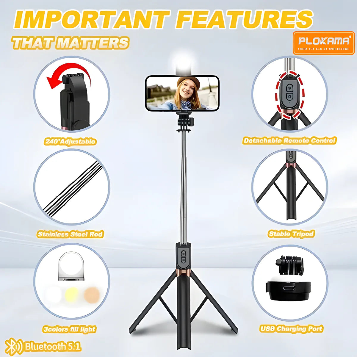 4 in 1 Tripod Selfie Stick With Remote Control - Image 4